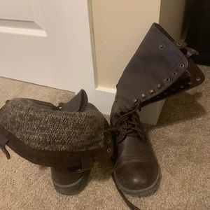 Brown combat boots